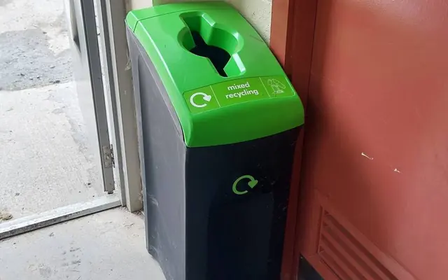 Internal recycling bins in the clubhouse
